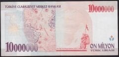 7.Emisyon 10.000.000 Lira B68 737425 Çok Temiz+