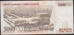 7.Emisyon 5000000 Lira H80 009886 Çok Temiz+
