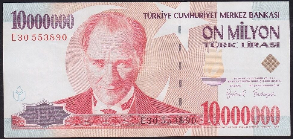 7.Emisyon 10000000 Lira E30 553890 Çok Çok Temiz
