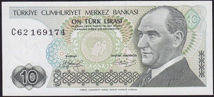 7.Emisyon 1.Tertip 10 Lira C62 169174 Ççt +