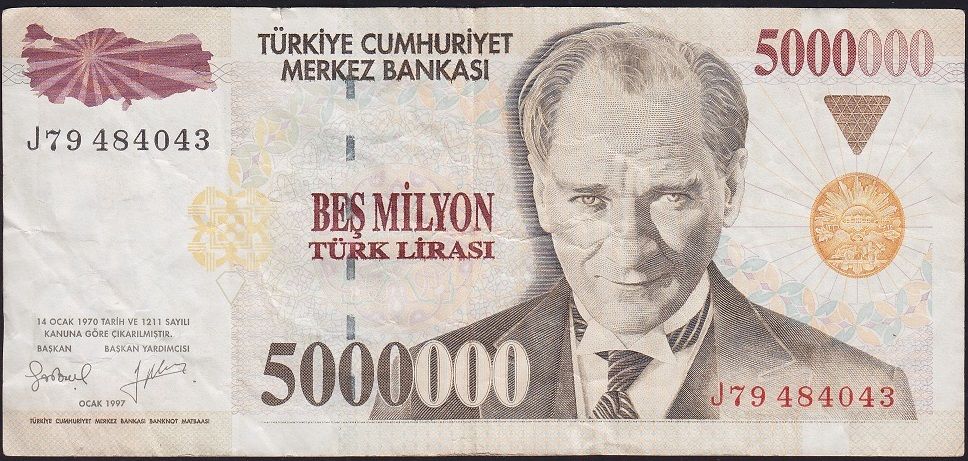 7.Emisyon 5 000 000 Lira J79 484043 Çok Temiz
