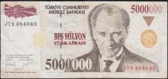 7.Emisyon 5 000 000 Lira J79 484043 Çok Temiz