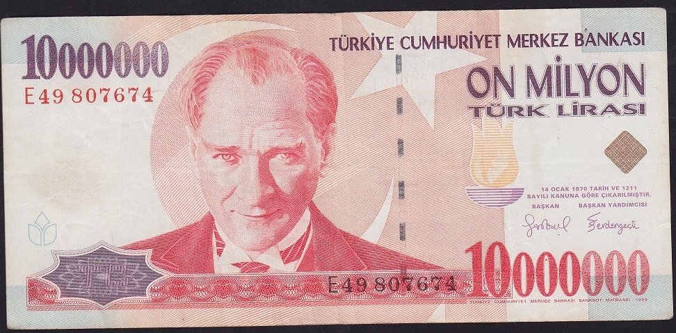 7.Emisyon 10 000 000 Lira E49 807674 Çok Temiz