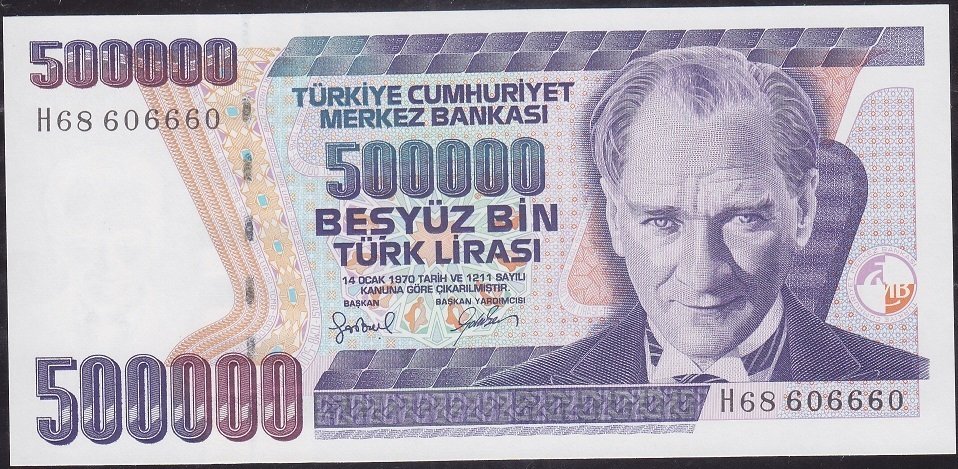 7.Emisyon 4.Tertip 500000 Lira H68 606660 Çil