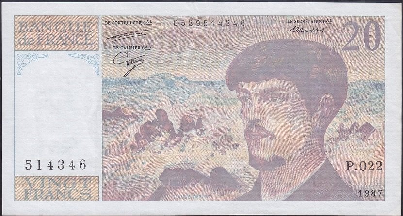 Fransa 20 Frank 1987 Çok Çok Temiz +
