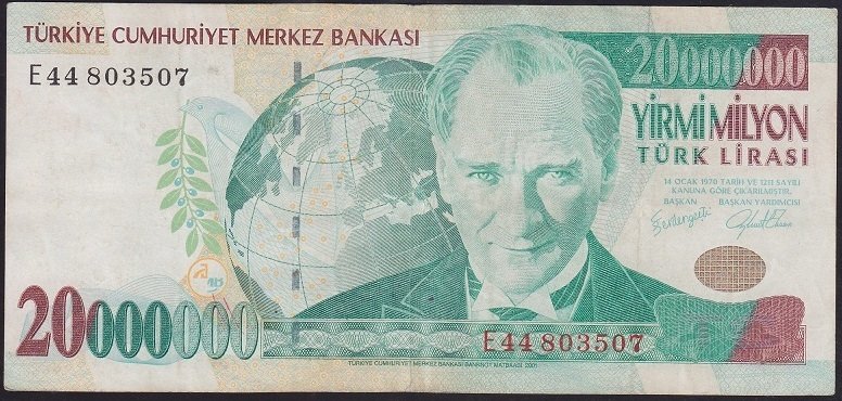 7.EMİSYON 20 000 000 LİRA E44 803507 ÇOK TEMİZ