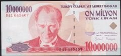 7.Emisyon 10000000 Lira B41 645407 Çok Temiz+