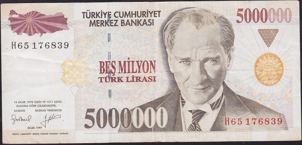 7.Emisyon 5000000 Lira H65 176839 Çok Temiz+