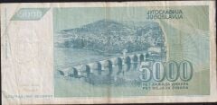 Yugoslavya 5000 Dinar 1992 Çok Temiz