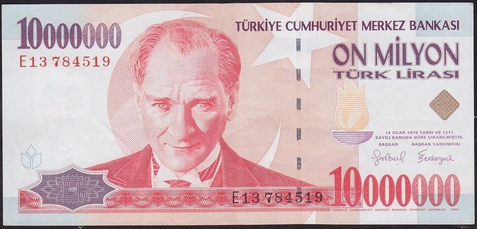 7.Emisyon 10000000 Lira E13 784519 Çok Temiz+