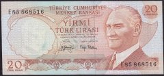 6.Emisyon 3.Tertip 20 Lira E85 868516 Ççt Çilaltı
