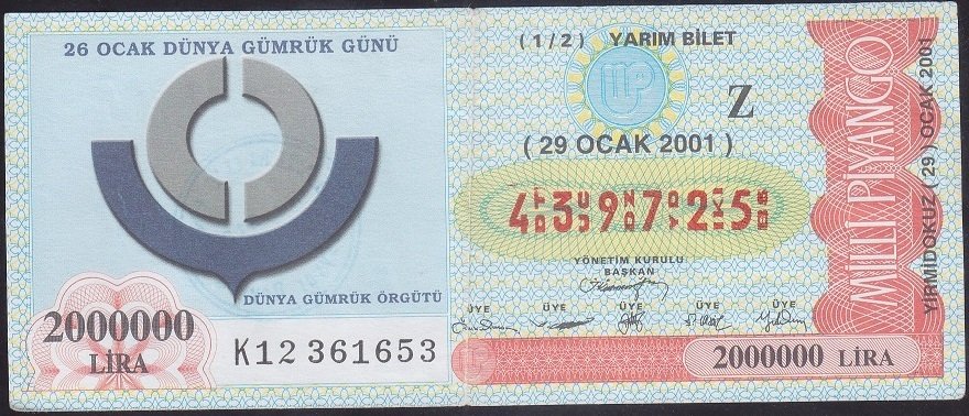 2001 29 OCAK YARIM BİLET - Z SERİSİ