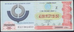 2001 29 OCAK YARIM BİLET - Z SERİSİ