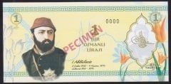 ÖZEL BASKI 1 OSMANLI LİRASI - 1. ABDULAZİZ - HOLOGRAMLI - EMNİYET ŞERİTLİ - SPECİMEN