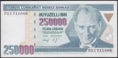 7.Emisyon 1.Tertip 250000 Lira D12 711066 Çil