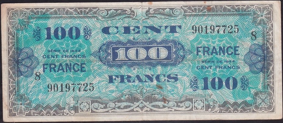 Fransa 100 Frank 1944 Çok Temiz