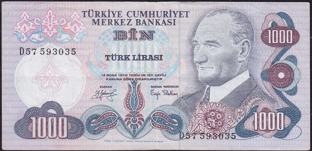 6.Emisyon 2.Tertip 1000 Lira D57 593035 Çok Temiz+