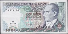 7.Emisyon 4.Tertip 10000 Lira J58 574186 Çok Temiz+