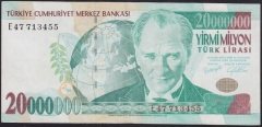 7.EMİSYON 20 000 000 LİRA E47 713455 ÇOK TEMİZ +