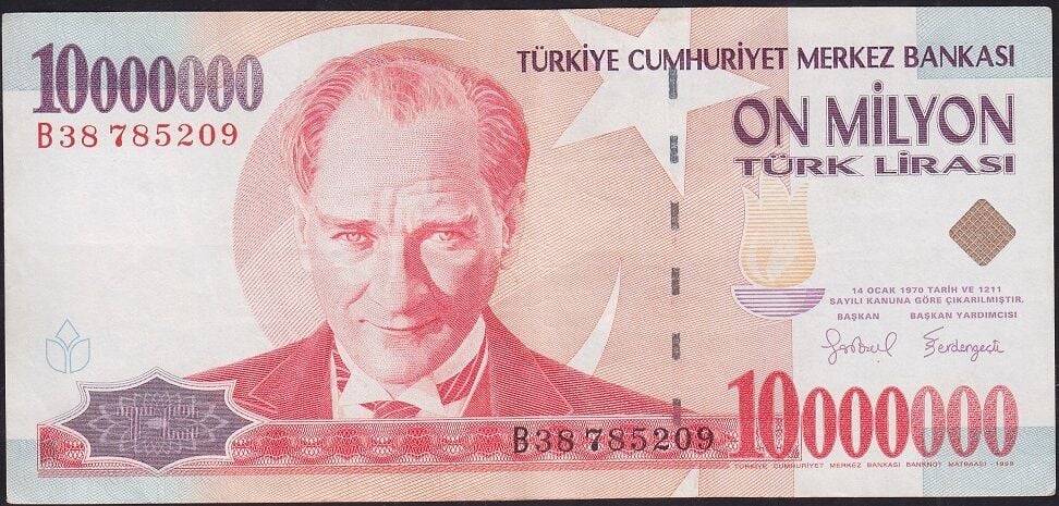 7.Emisyon 10.000.000 Lira B38 785209 Çok Temiz+