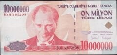 7.Emisyon 10.000.000 Lira B38 785209 Çok Temiz+