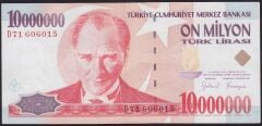 7.Emisyon 10000000 Lira D71 606015 Çok Temiz+