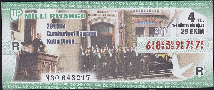 2011 29 Ekim Çeyrek Bilet - R Serisi