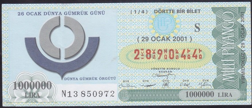 2001 29 OCAK ÇEYREK BİLET - S SERİSİ