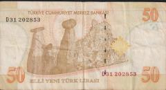 8.Emisyon 50 YTL D31 202853 Çok Temiz