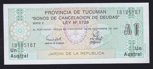 Arjantin 1 Austral 1988- 1991 Çil S-2711/b