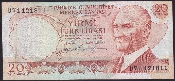 6.EMİSYON 2.TERTİP 20 LİRA D71 121811 ÇOK TEMİZ +