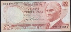 6.EMİSYON 2.TERTİP 20 LİRA D71 121811 ÇOK TEMİZ +