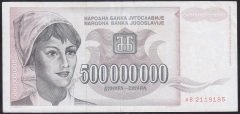 YUGOSLAVYA 500 000 000 DİNAR 1993 ÇÇT eski kağıt para değerleri