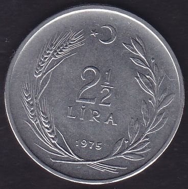 1975 Yılı 2.5 Lira Düz