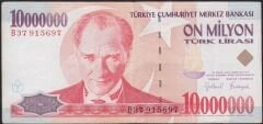 7.Emisyon 10000000 Lira B37 915697 Çok Temiz+