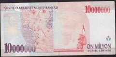 7.Emisyon 10000000 Lira B37 915697 Çok Temiz+