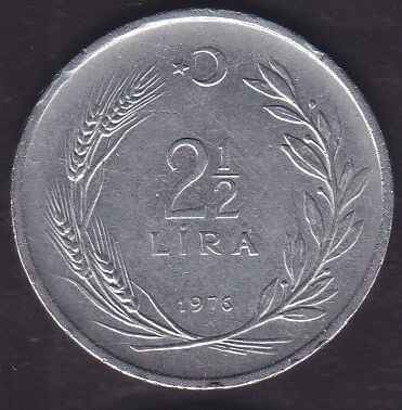 1976 Yılı 2.5 Lira TC lerden Biri Ters Biri Düz Aynı Parada