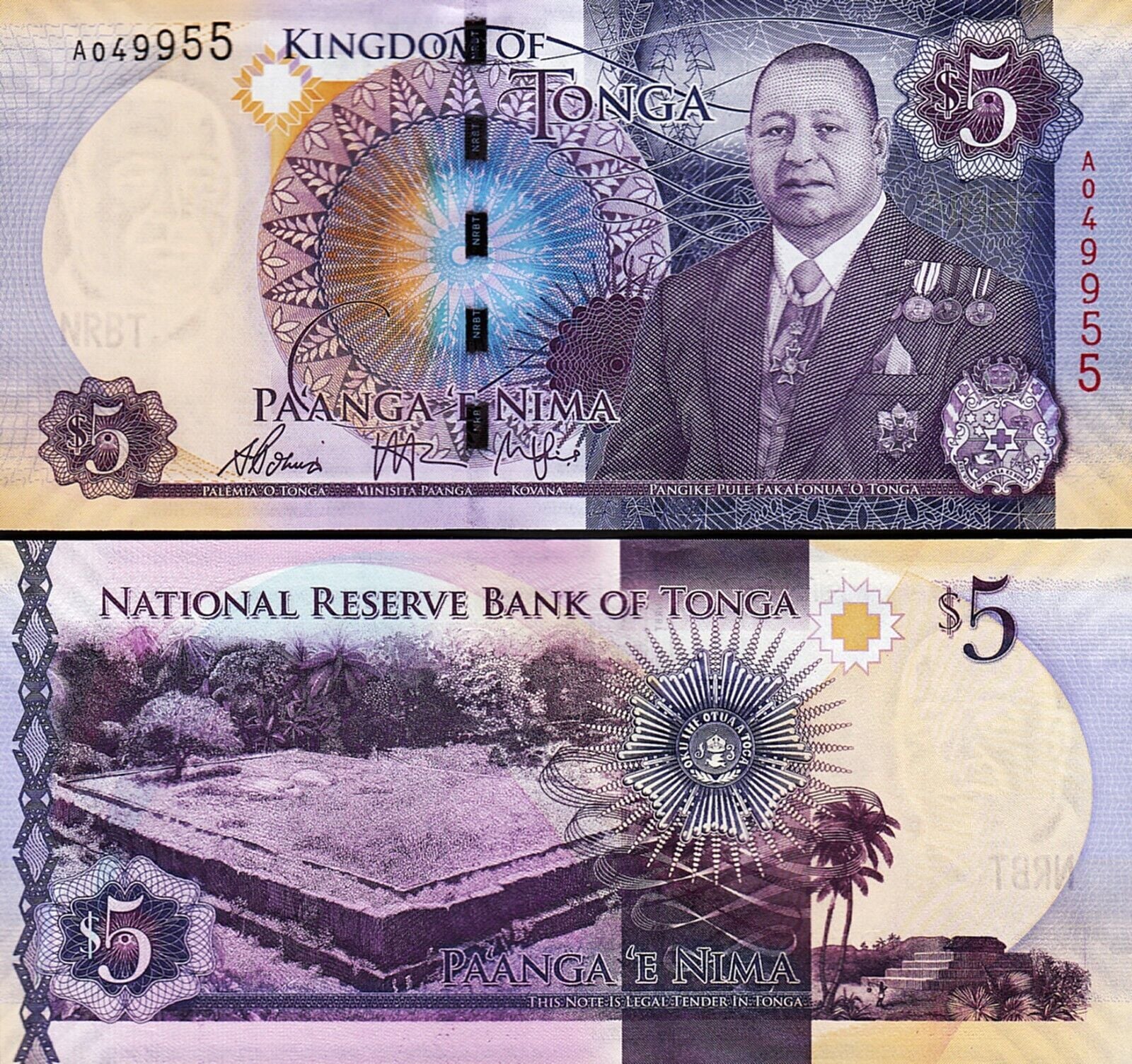Tonga 5 Paanga 2015 Çilaltı Çil Pick 45