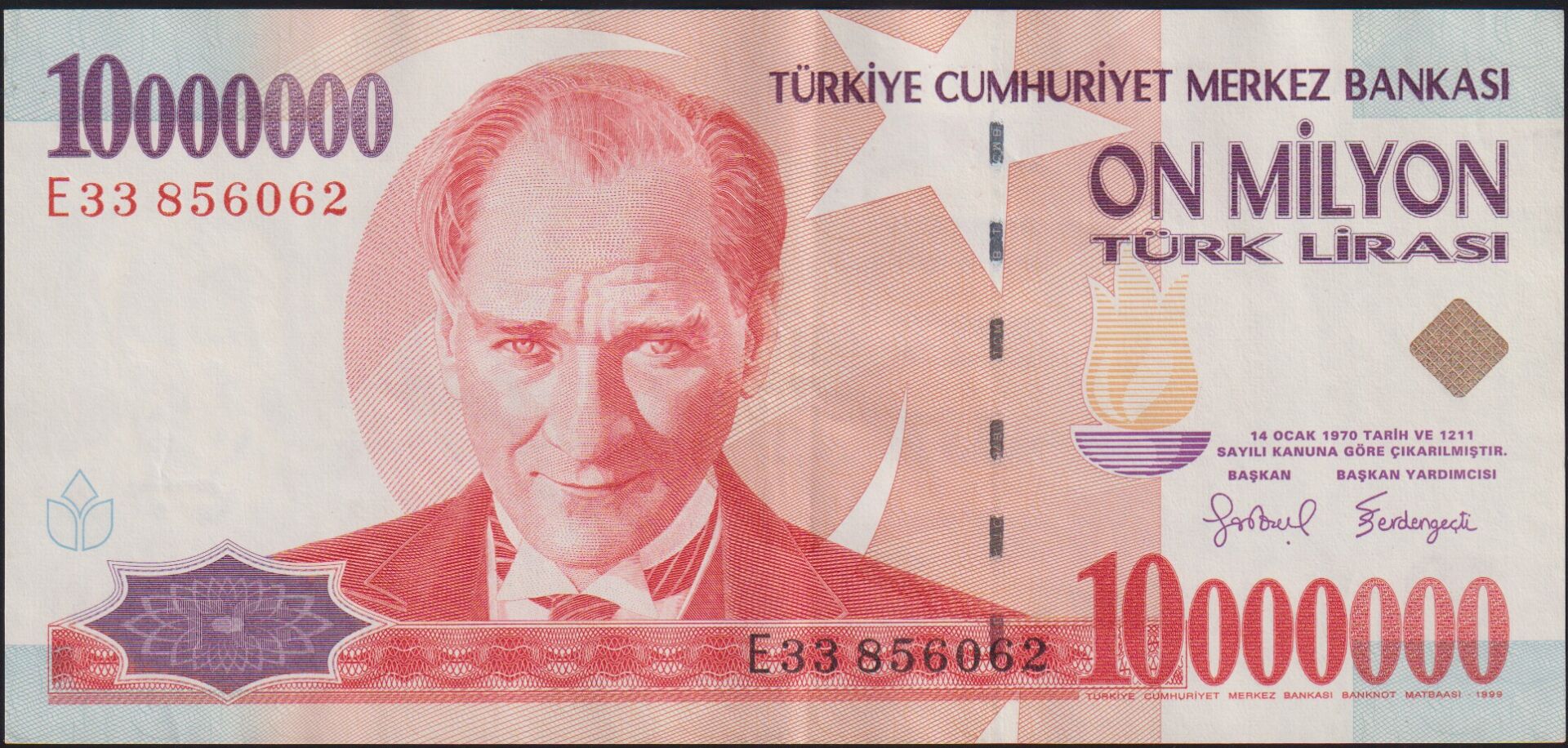7.Emisyon 10000000 Lira E33 856062 Ççt Çilaltı