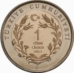 2013 Tarihli1 Lİira Akdeniz Foku Bimetal Hatıra Para - Çil
