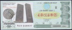 2001 29 MART ÇEYREK BİLET - R SERİSİ