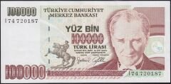 7.Emisyon 3.Tertip 100000 Lira I74 720187 Çok Çok Temiz+