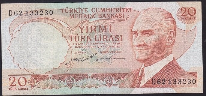 6.EMİSYON 2.TERTİP 20 LİRA D62 133230 ÇÇT +