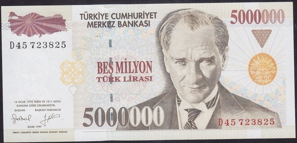 7.EMİSYON 5 000 000 LİRA D45 7238?? ÇİL