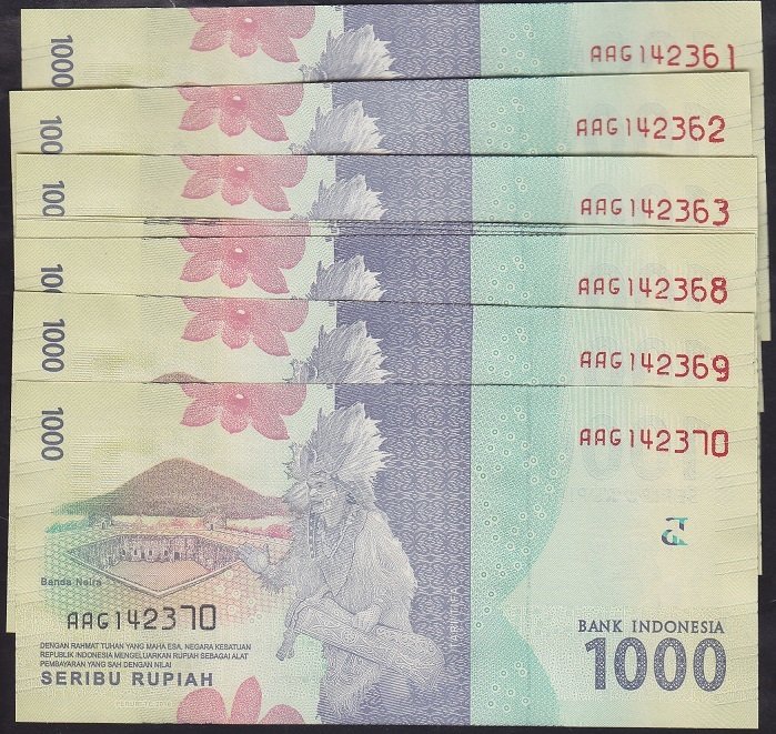 ENDONEZYA 1000 RUPİ 2016 SERİ TAKİPLİ (10 ADET) ÇİL