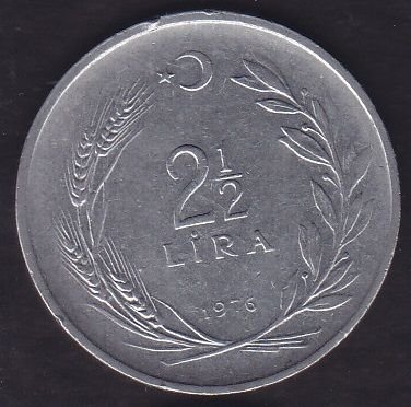 1976 Yılı 2.5 Lira Ters