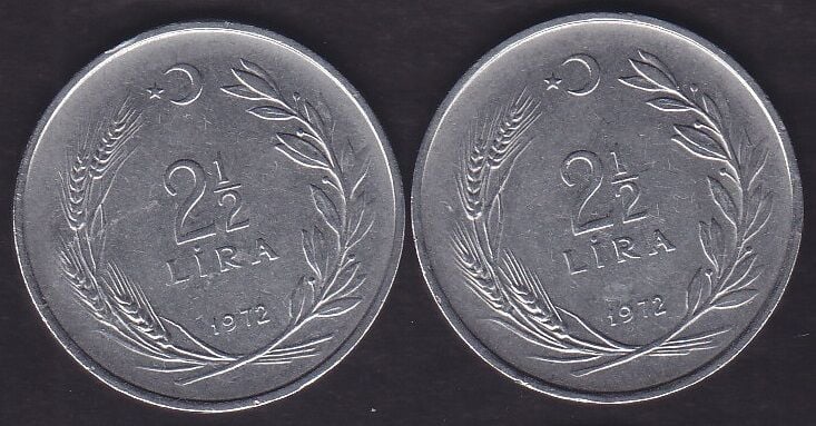 1972 Yılı 2.5 Lira (Ters Düz Takım)