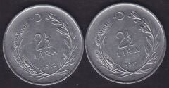 1972 Yılı 2.5 Lira (Ters Düz Takım)