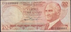 6.Emisyon 2.Tertip 20 Lira E72 239897 Çok Temiz