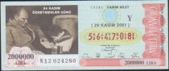 2001 29 KASIM YARIM BİLET - Y SERİSİ